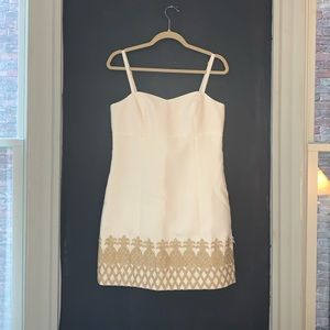 White Lilly Pulitzer dress with gold pineapples